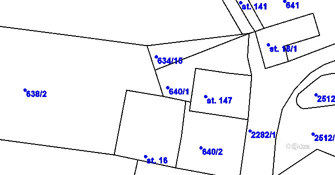 Parcela st. 640/1 v KÚ Věžovatá Pláně, Katastrální mapa