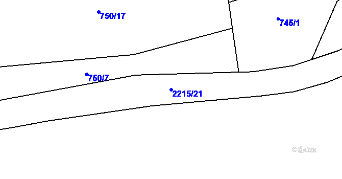Parcela st. 2215/21 v KÚ Zubčice, Katastrální mapa