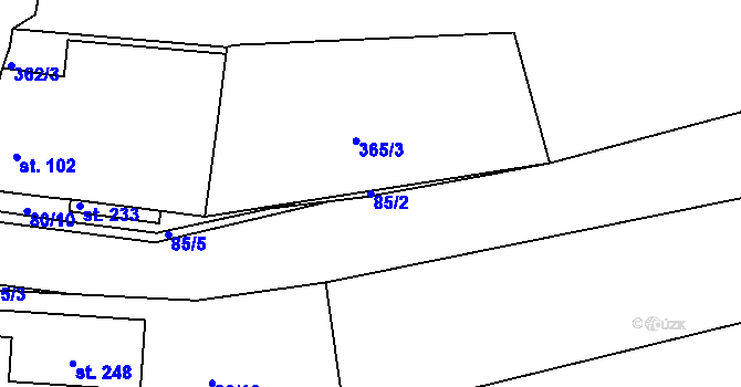 Parcela st. 85/2 v KÚ Zubčice, Katastrální mapa