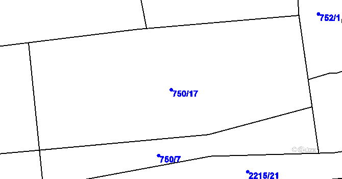 Parcela st. 750/17 v KÚ Zubčice, Katastrální mapa