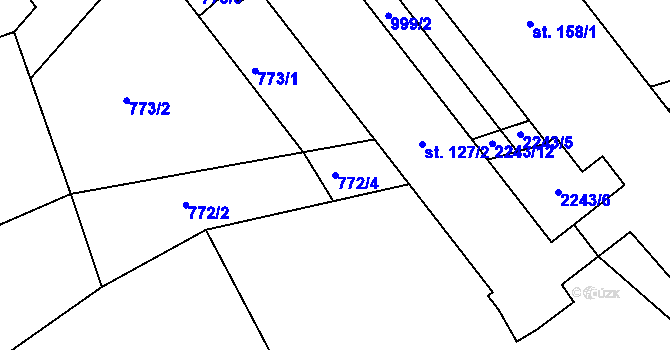 Parcela st. 772/4 v KÚ Zubčice, Katastrální mapa