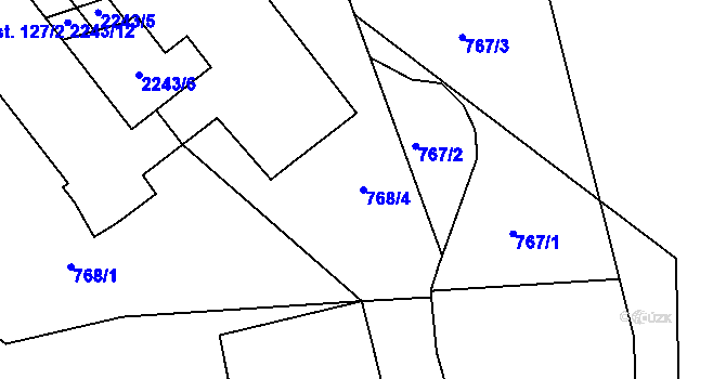 Parcela st. 768/4 v KÚ Zubčice, Katastrální mapa