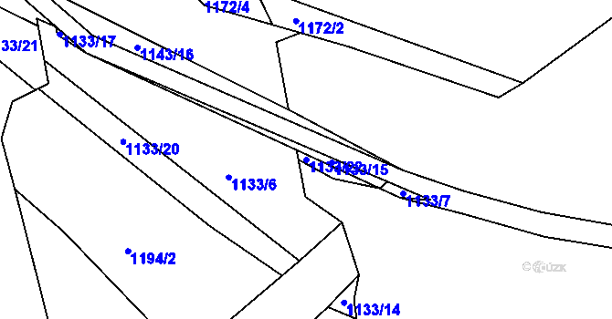 Parcela st. 1133/22 v KÚ Zubčice, Katastrální mapa