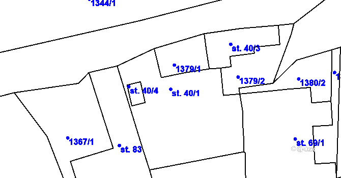 Parcela st. 40/1 v KÚ Zubčice, Katastrální mapa