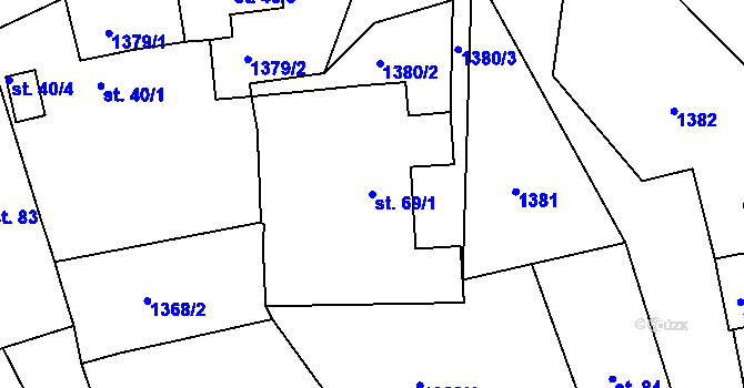 Parcela st. 69/1 v KÚ Zubčice, Katastrální mapa