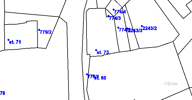 Parcela st. 73 v KÚ Zubčice, Katastrální mapa