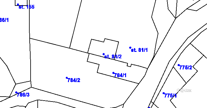 Parcela st. 81/2 v KÚ Zubčice, Katastrální mapa