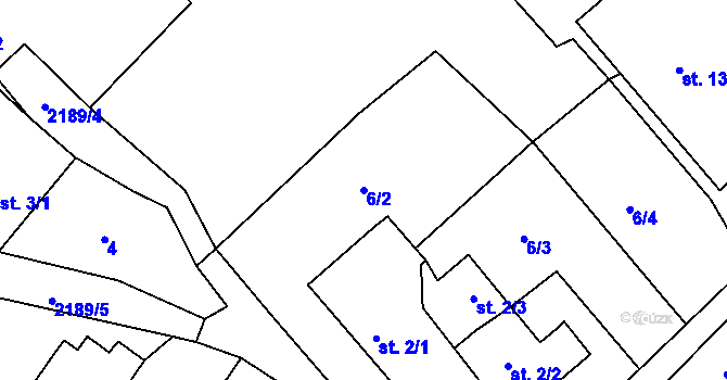 Parcela st. 6/2 v KÚ Zubčice, Katastrální mapa