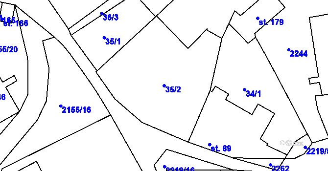 Parcela st. 35/2 v KÚ Zubčice, Katastrální mapa
