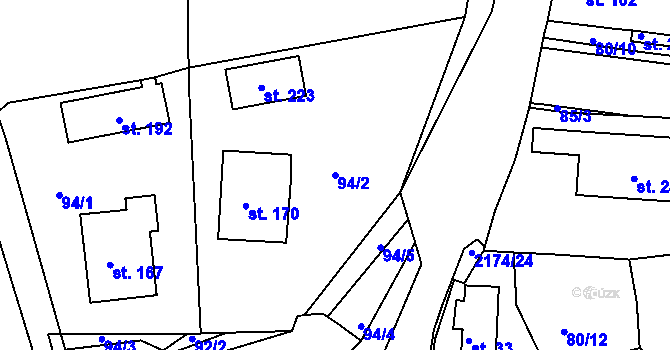 Parcela st. 94/2 v KÚ Zubčice, Katastrální mapa