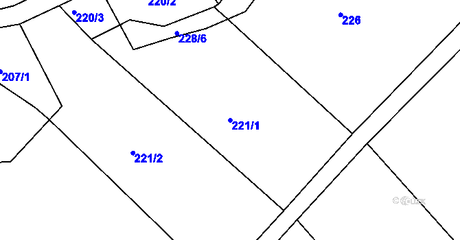 Parcela st. 221/1 v KÚ Zubčice, Katastrální mapa