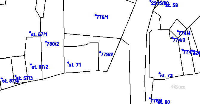 Parcela st. 779/2 v KÚ Zubčice, Katastrální mapa