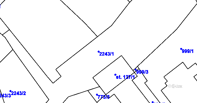 Parcela st. 2243/1 v KÚ Zubčice, Katastrální mapa