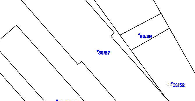 Parcela st. 80/87 v KÚ Zubčice, Katastrální mapa