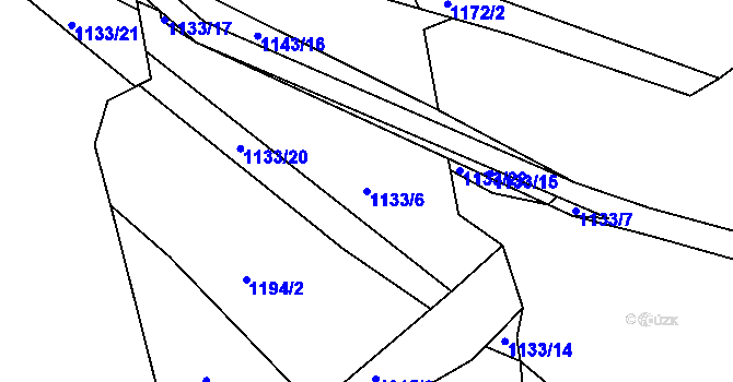 Parcela st. 1133/6 v KÚ Zubčice, Katastrální mapa