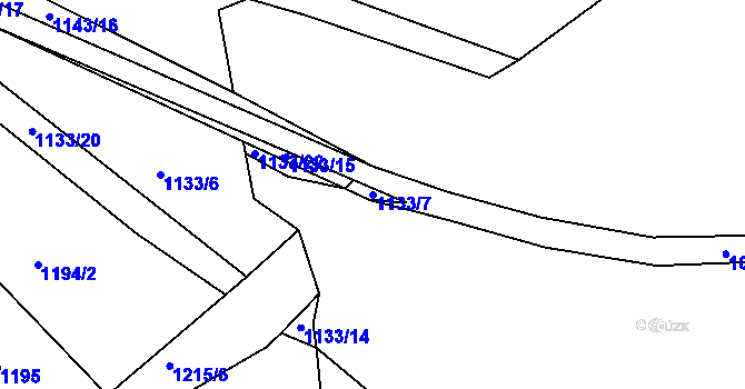 Parcela st. 1133/7 v KÚ Zubčice, Katastrální mapa