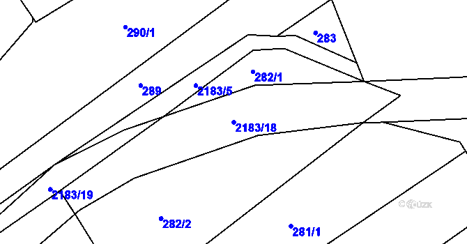 Parcela st. 2183/18 v KÚ Zubčice, Katastrální mapa