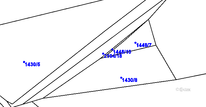 Parcela st. 2194/18 v KÚ Zubčice, Katastrální mapa