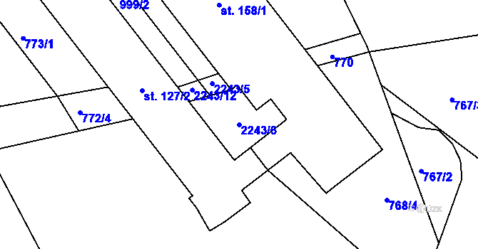 Parcela st. 2243/6 v KÚ Zubčice, Katastrální mapa