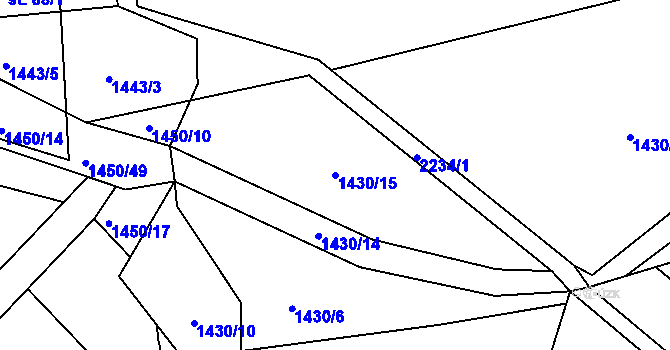 Parcela st. 1430/15 v KÚ Zubčice, Katastrální mapa