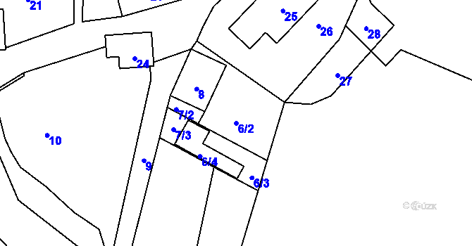 Parcela st. 6/2 v KÚ Týniště u Zubrnic, Katastrální mapa