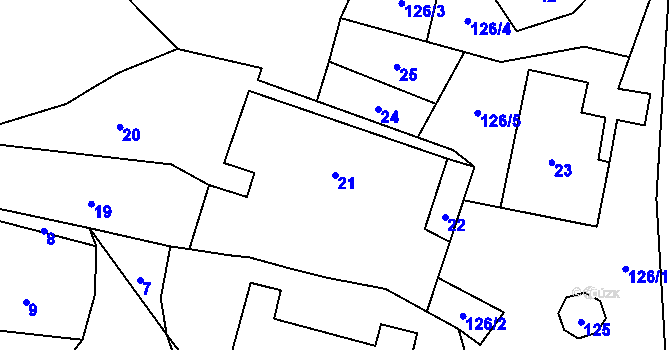 Parcela st. 21 v KÚ Zubrnice, Katastrální mapa
