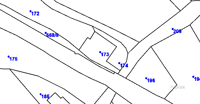Parcela st. 173 v KÚ Zubrnice, Katastrální mapa