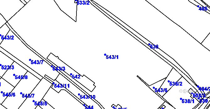Parcela st. 543/1 v KÚ Zubrnice, Katastrální mapa