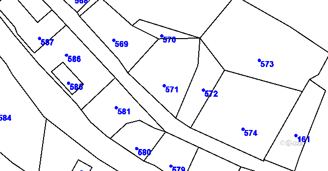 Parcela st. 571 v KÚ Zubrnice, Katastrální mapa