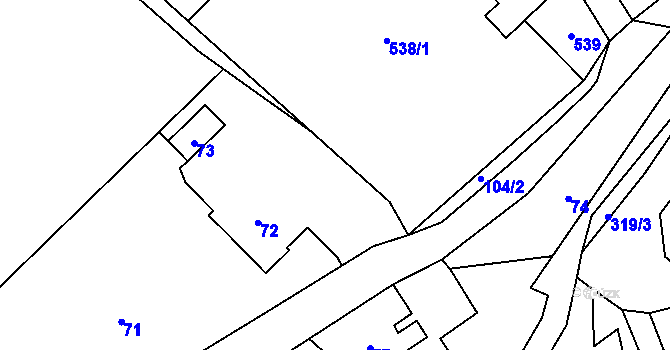 Parcela st. 543/9 v KÚ Zubrnice, Katastrální mapa