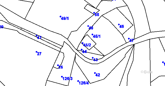 Parcela st. 45/2 v KÚ Zubrnice, Katastrální mapa