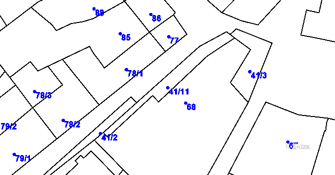Parcela st. 41/11 v KÚ Zubří u Nového Města na Moravě, Katastrální mapa