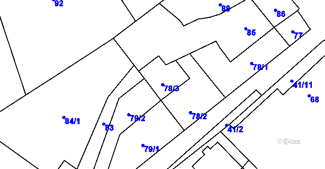 Parcela st. 78/3 v KÚ Zubří u Nového Města na Moravě, Katastrální mapa