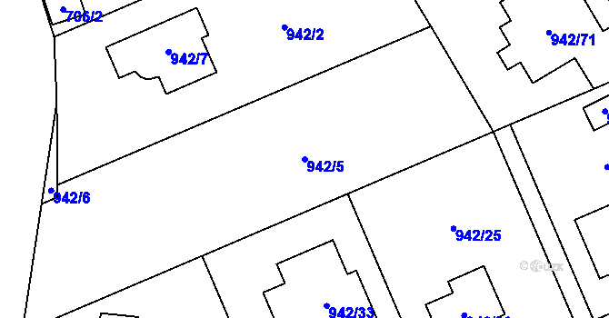 Parcela st. 942/5 v KÚ Zubří u Nového Města na Moravě, Katastrální mapa