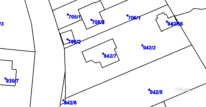 Parcela st. 942/7 v KÚ Zubří u Nového Města na Moravě, Katastrální mapa