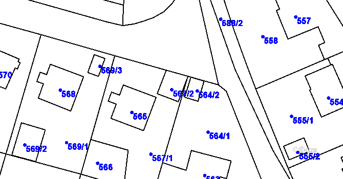 Parcela st. 567/2 v KÚ Zubří u Nového Města na Moravě, Katastrální mapa