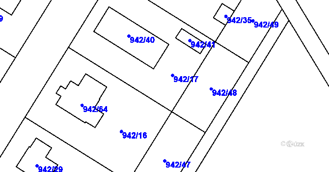 Parcela st. 942/17 v KÚ Zubří u Nového Města na Moravě, Katastrální mapa