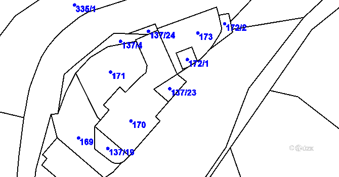 Parcela st. 137/23 v KÚ Zubří u Nového Města na Moravě, Katastrální mapa