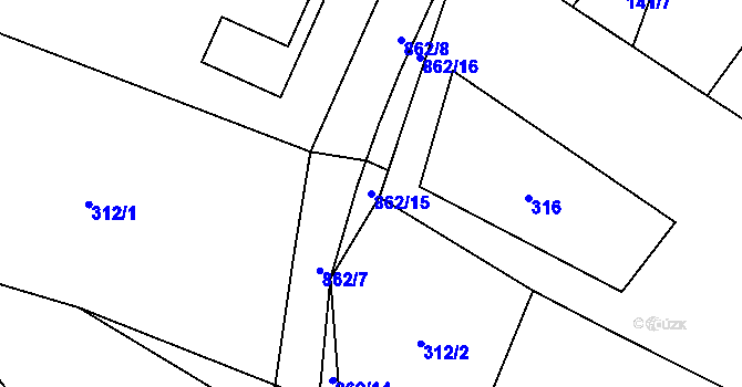 Parcela st. 862/15 v KÚ Zubří u Nového Města na Moravě, Katastrální mapa