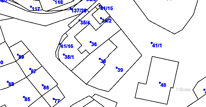 Parcela st. 38 v KÚ Zubří u Nového Města na Moravě, Katastrální mapa