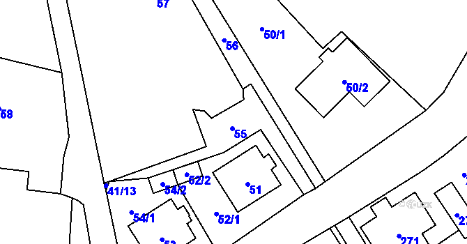 Parcela st. 55 v KÚ Zubří u Nového Města na Moravě, Katastrální mapa