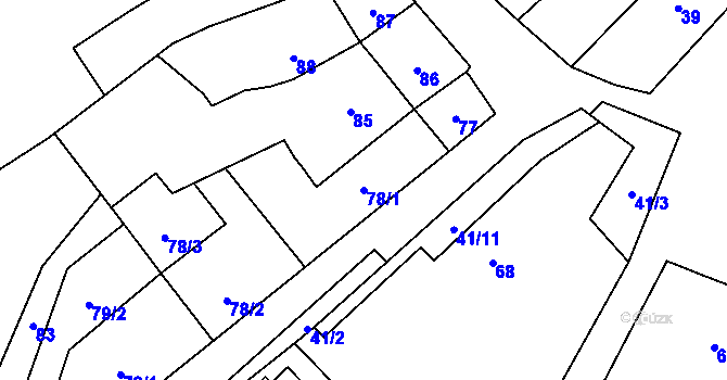 Parcela st. 78/1 v KÚ Zubří u Nového Města na Moravě, Katastrální mapa