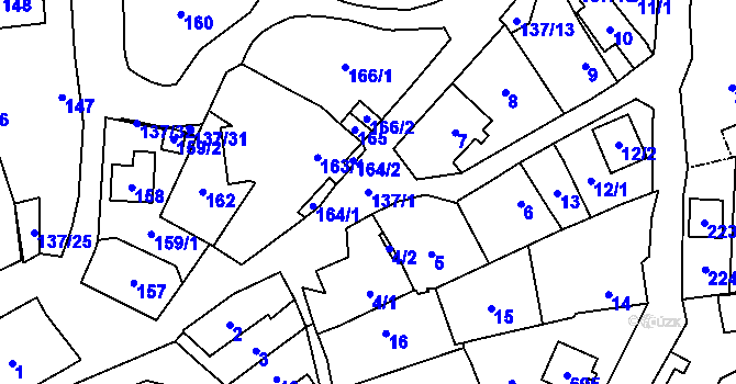 Parcela st. 137/1 v KÚ Zubří u Nového Města na Moravě, Katastrální mapa