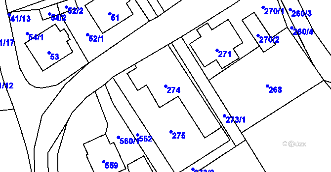 Parcela st. 274 v KÚ Zubří u Nového Města na Moravě, Katastrální mapa