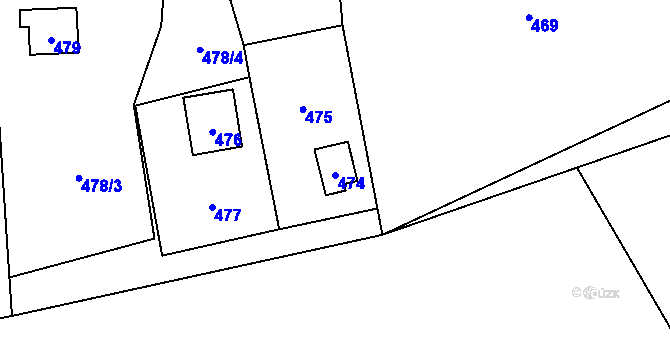 Parcela st. 474 v KÚ Zubří u Nového Města na Moravě, Katastrální mapa