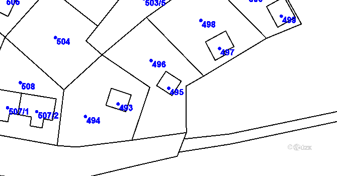 Parcela st. 495 v KÚ Zubří u Nového Města na Moravě, Katastrální mapa
