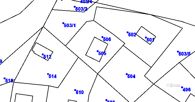Parcela st. 505 v KÚ Zubří u Nového Města na Moravě, Katastrální mapa