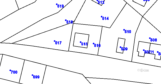 Parcela st. 515 v KÚ Zubří u Nového Města na Moravě, Katastrální mapa
