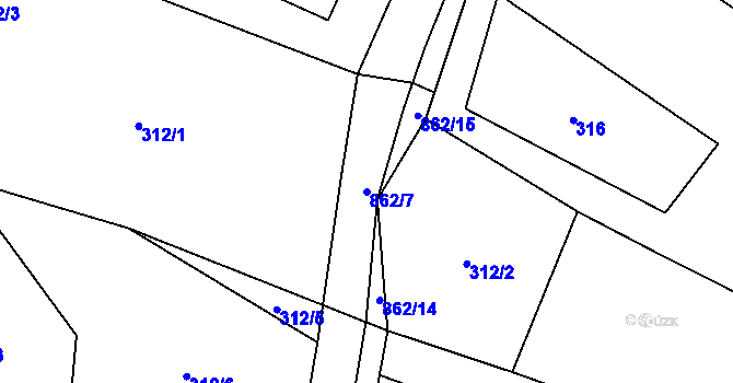 Parcela st. 862/7 v KÚ Zubří u Nového Města na Moravě, Katastrální mapa