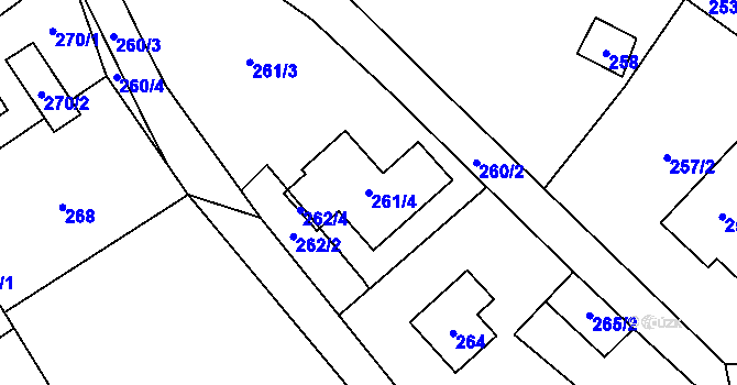Parcela st. 261/4 v KÚ Zubří u Nového Města na Moravě, Katastrální mapa